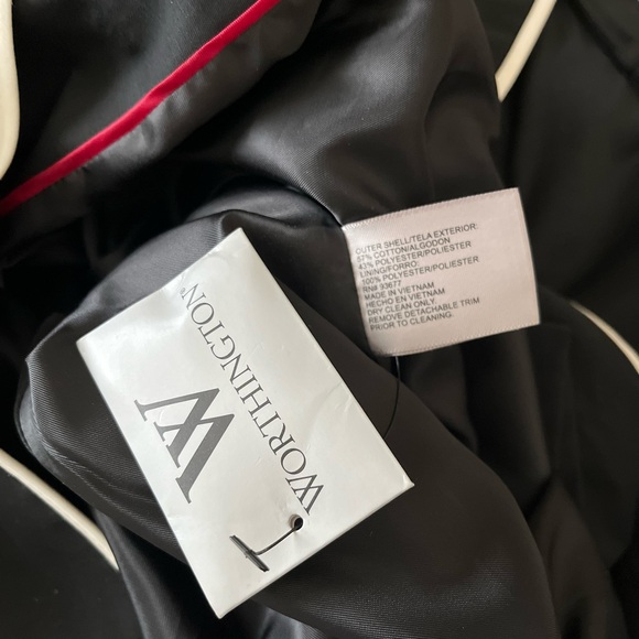 Worthington Black Trench Coat with White Accents - Picture 9 of 10